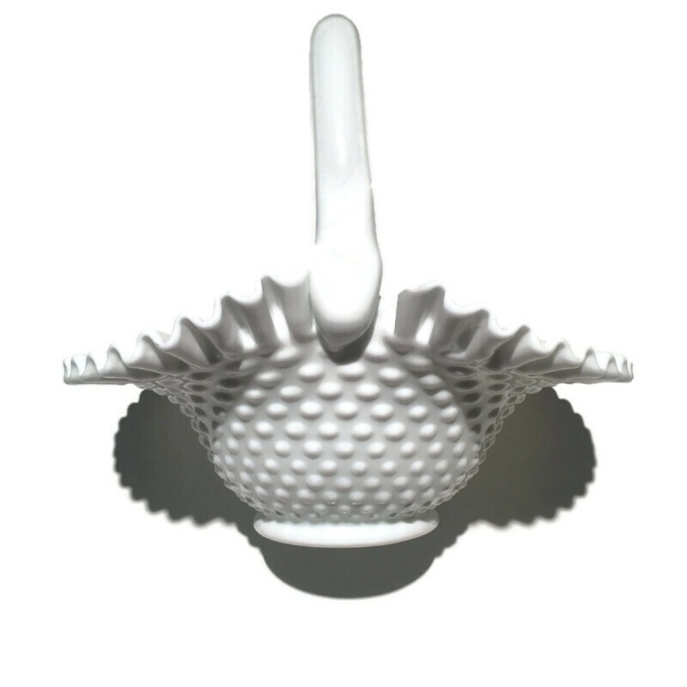Milk glass (rare) basket with handle